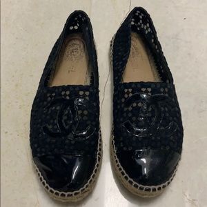 Chanel Black Lace Espadrilles Size 11